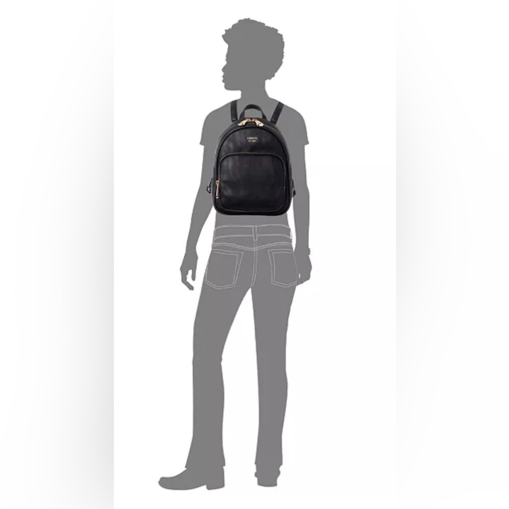 Guess Rylan Medium Black Faux-leather collegiate/travel Backpack. NWT